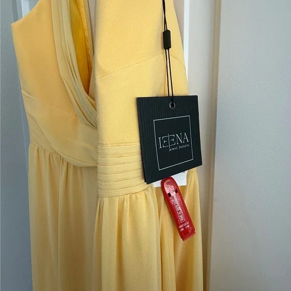 Ieena for Mac Duggal 55793 Buttercup Yellow Chiffon A-Line Gown Slit NWT Size 20